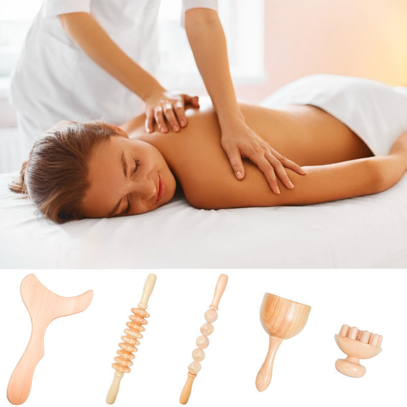 Wholesale Customizable Gua Sha Cellulite Wood Massager Wood Therapy Kits Massage Tools