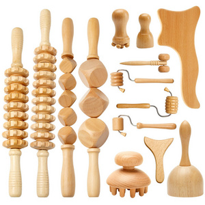 High Quality Wood Therapy Massage Tools Set Wooden Gua Sha Roller Stick Lymphatic Drainage Tool