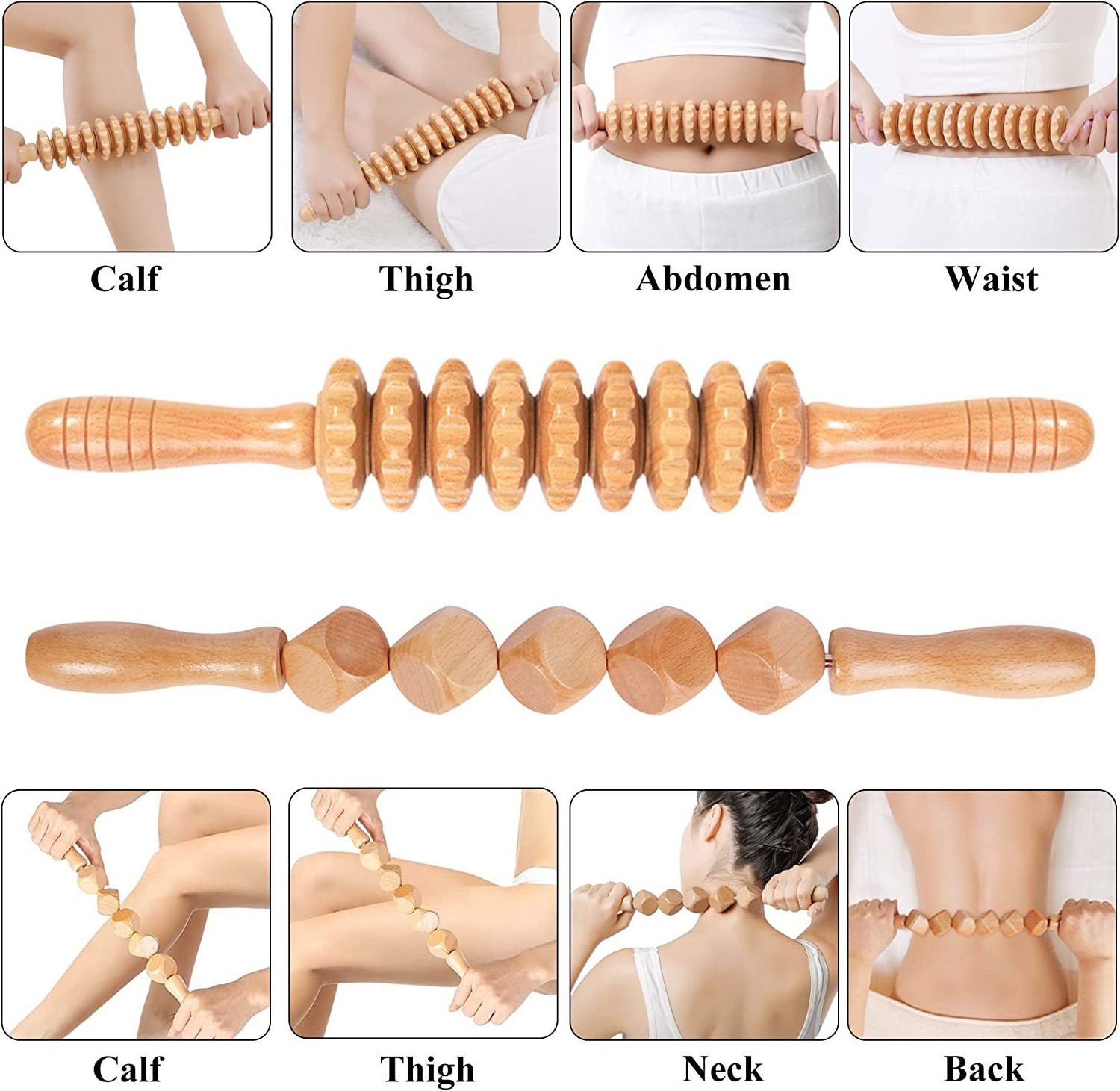 Wood Therapy Massage Tool For Lymphatic Drainage Body Sculpting Manual Gua Sha Anti Cellulite Massage Stick Wooden Massagers