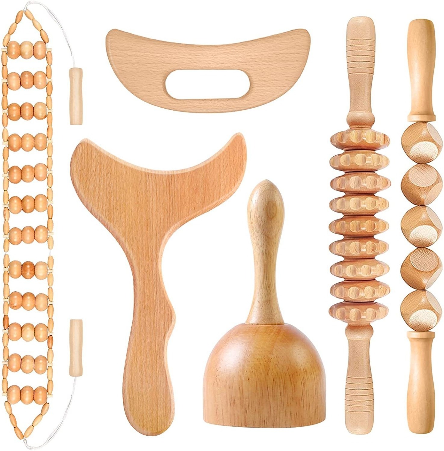 Wood Therapy Massage Tool For Lymphatic Drainage Body Sculpting Manual Gua Sha Anti Cellulite Massage Stick Wooden Massagers