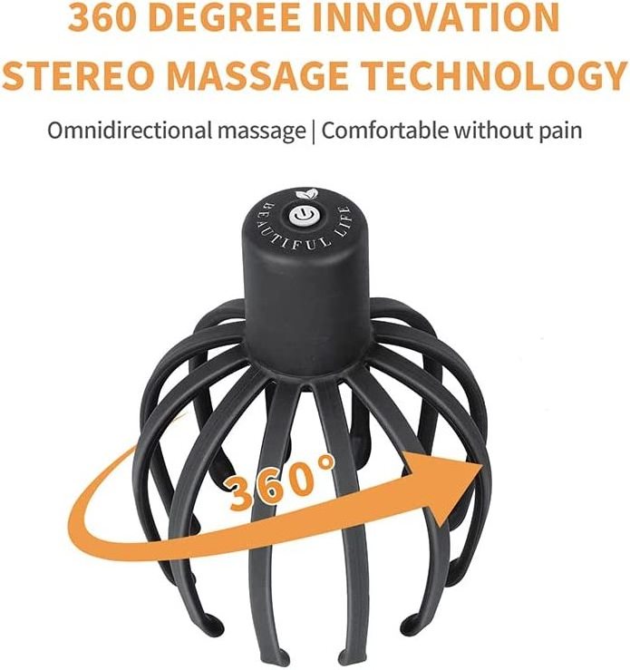 Hot Sell Stress Relief Massager Usb Electric Cordless Silicone Octopus Head Massager Scalp