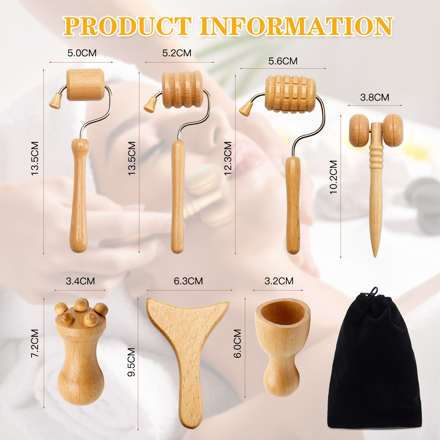 High Quality Wood Therapy Massage Tools Set Wooden Gua Sha Roller Stick Lymphatic Drainage Tool