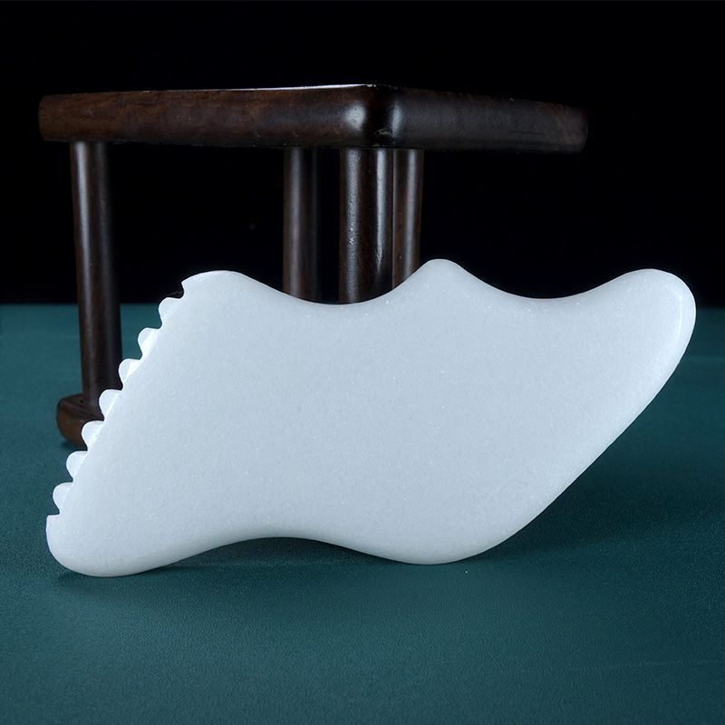 High Quality Relieve Fatigue Bian Stone Body Facial Guasha Board Natural White Stone Jade Gua Sha Tool