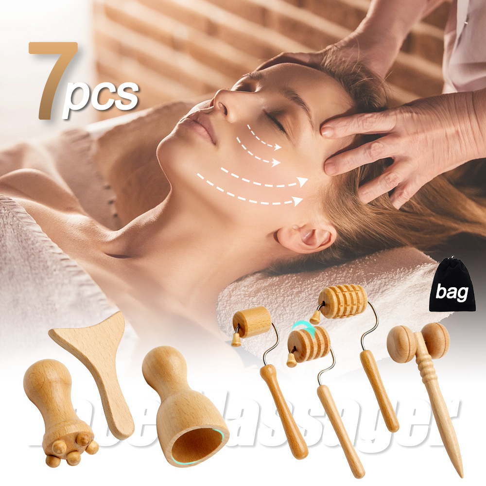 High Quality Wood Therapy Massage Tools Set Wooden Gua Sha Roller Stick Lymphatic Drainage Tool