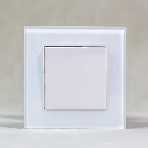 European Fancy White Golden Colorful Tempered Glass Cover Switch Decorative 1 Gang 1 Way 2 Way Wall Light Switch