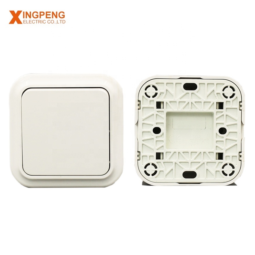 EU type modern white colour 1 gang 1way 2way surface mounted wall switch