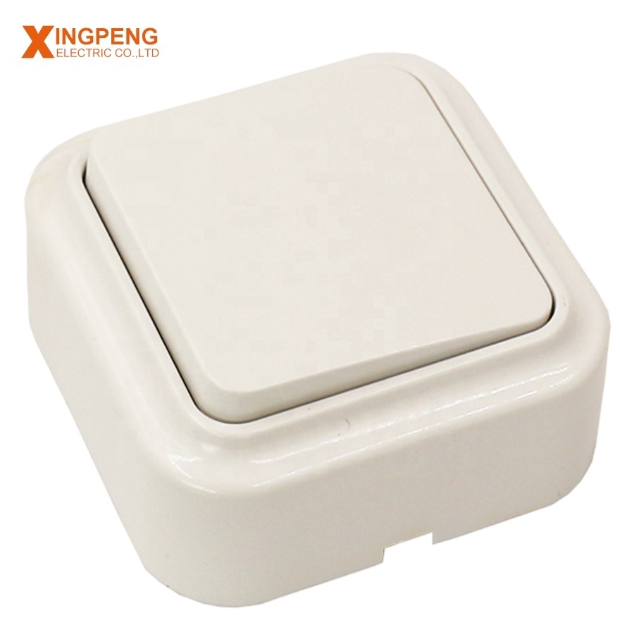 EU type modern white colour 1 gang 1way 2way surface mounted wall switch