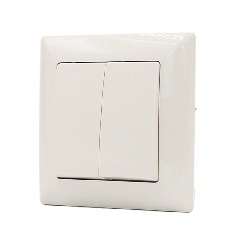 Euro Standard Light Switch 2 Gang 1 Way Wall Switch With Ceramic Base Electrical Switch