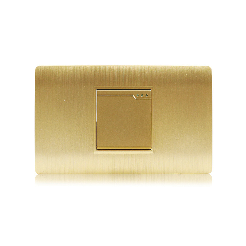 250V 10-16A Gold Brushed PC Plate Wall Switch 1 Gang 1 Way 3 Way US Type Socket Switch Electrical Light Switch