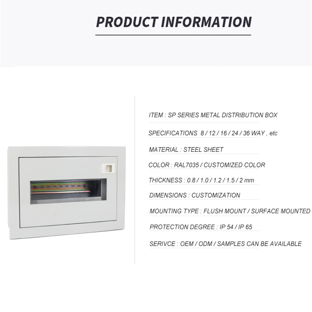 MEZEEN High Quality Customized Service Metal Enclosure Waterproof Steel 12 Way Circuit Breaker Distribution Box With Lock