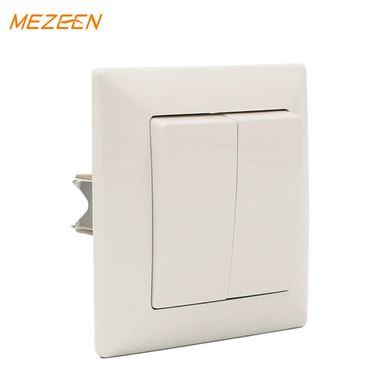 Euro Standard Light Switch 2 Gang 1 Way Wall Switch With Ceramic Base Electrical Switch