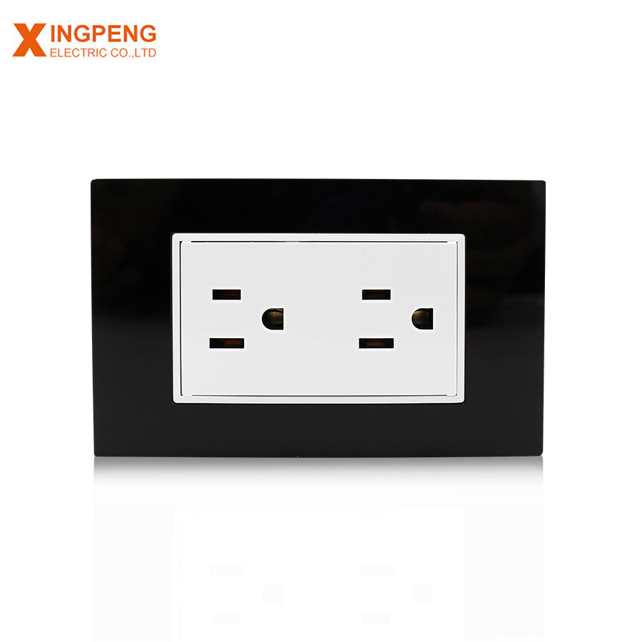 Black color led wall outlet cover plate & copper parts 6 pin electric american wall outlet