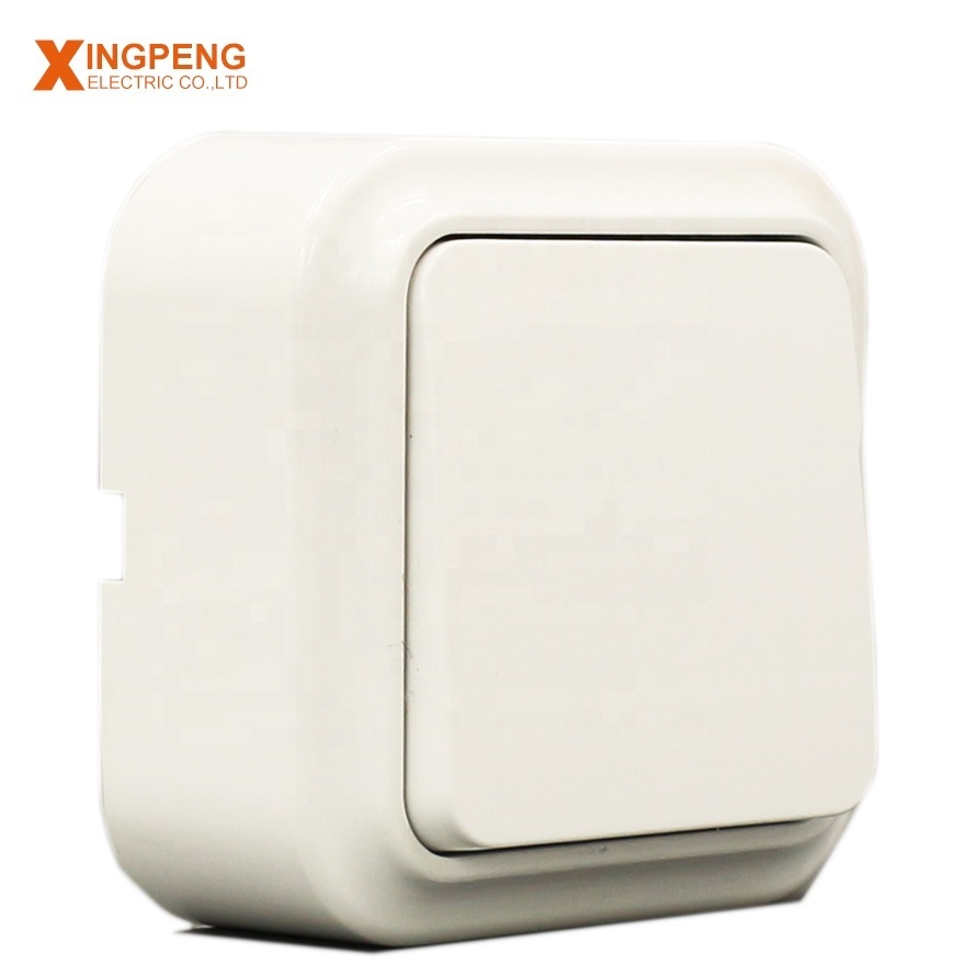 EU type modern white colour 1 gang 1way 2way surface mounted wall switch