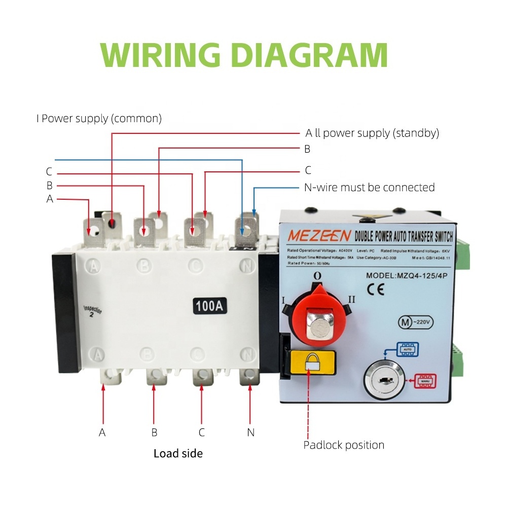 230V 400V 125 160 250 400 630 1000 1250 1600 2000 2500 3200 Amps 4 Pole Dual Power Automatic Transfer Switch ATS For Generator