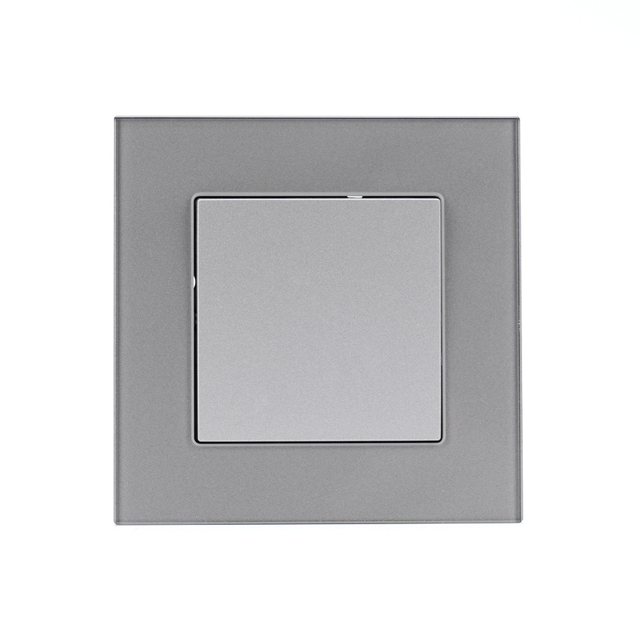 White Grey Black Gold Color EU Standard 1 Gang 1 Way 2 Way Wall Light Switch With Colorful Tempered Glass 250V 10A