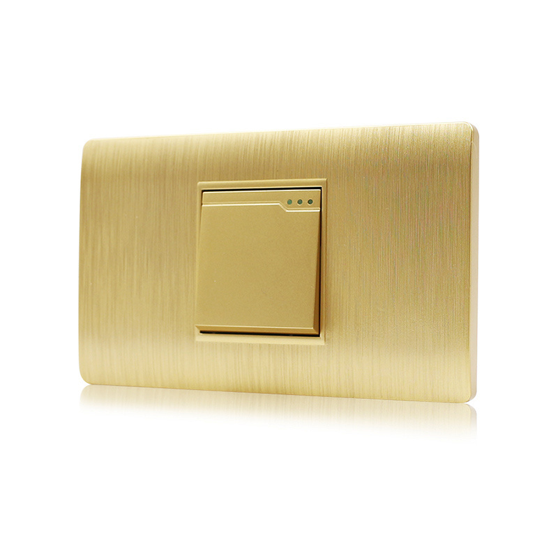 250V 10-16A Gold Brushed PC Plate Wall Switch 1 Gang 1 Way 3 Way US Type Socket Switch Electrical Light Switch