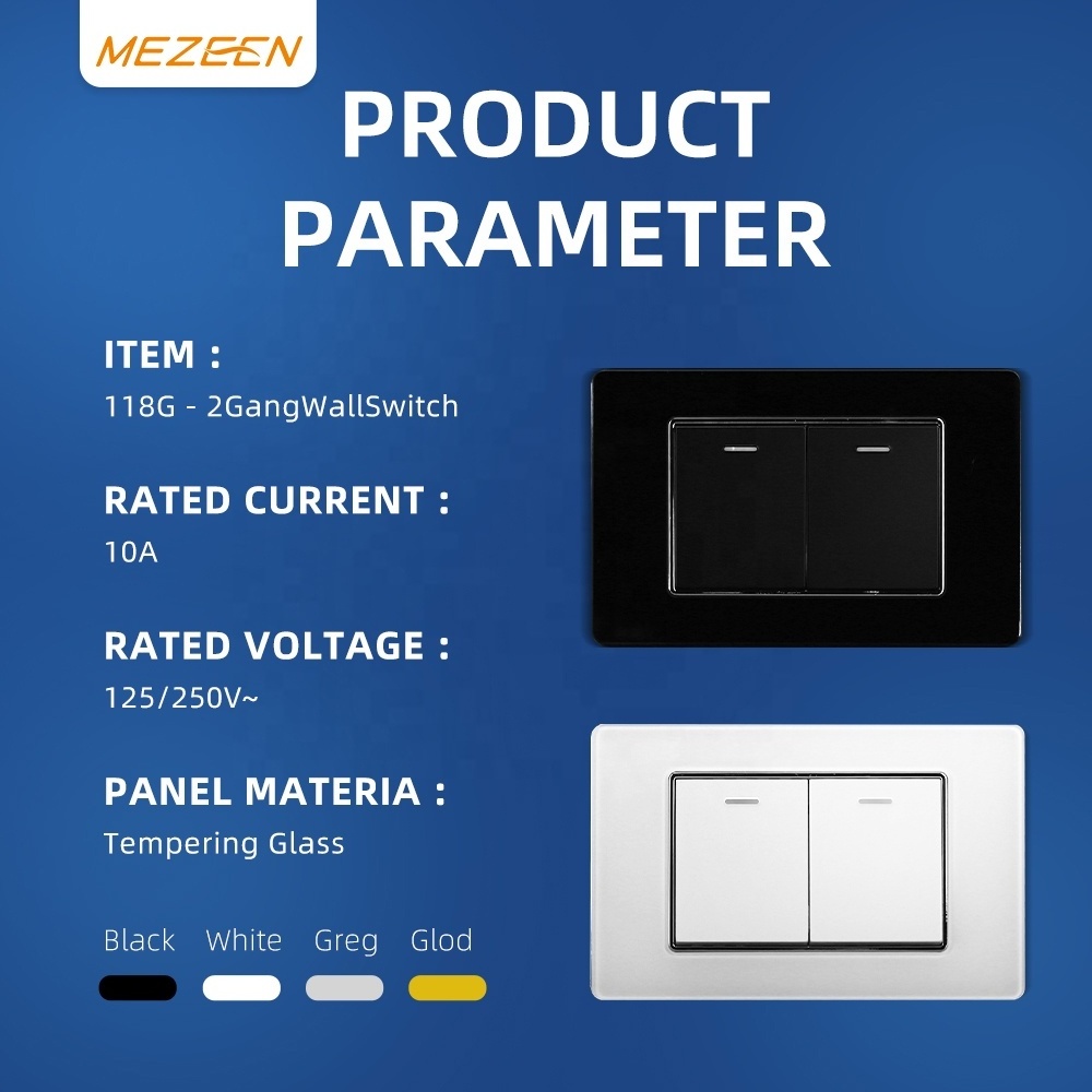 US Standard remote double wall light switch 2 gang 2 way plate switch 10A 2 gang dimmer switch