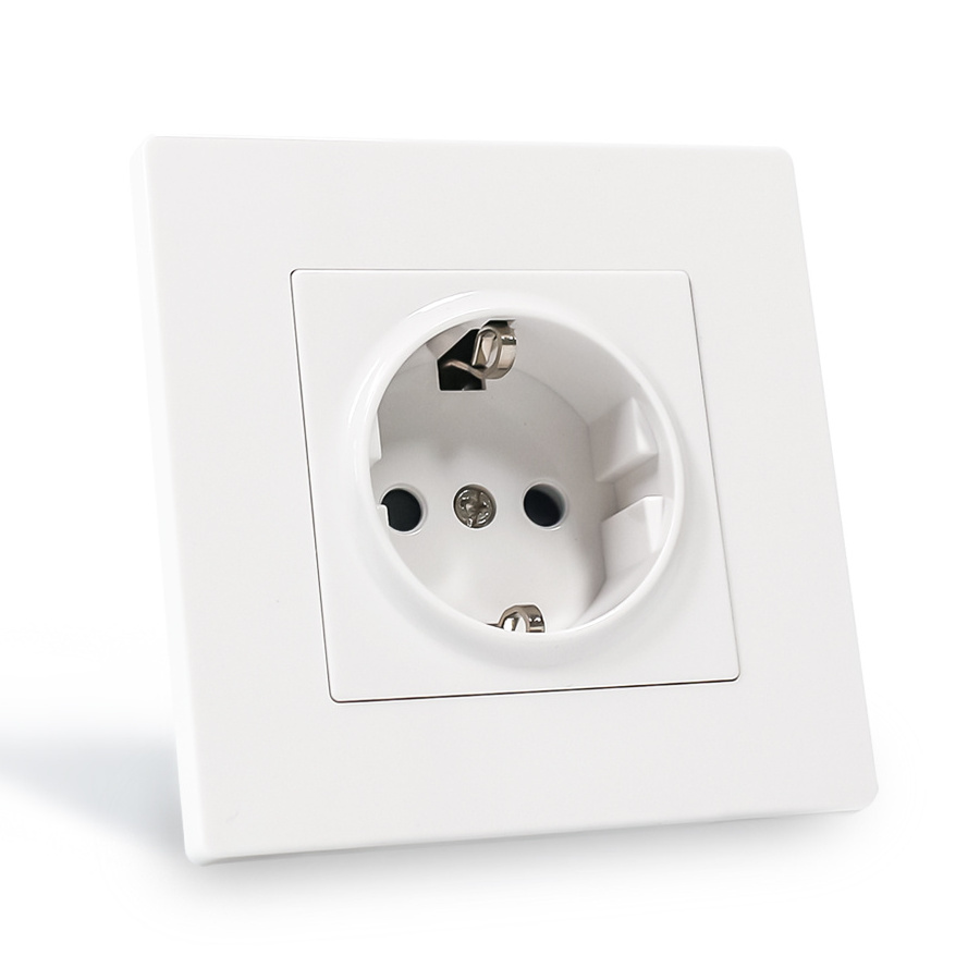 New Model Electrical Wall Power Switch And Socket Single Socket EU Black White Grey 16A German Standard Schuko Socket