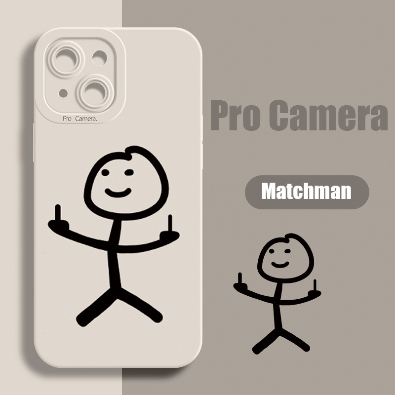 Cartoon Matchman Phone Case For iPhone 11 12 13 14 Pro Max Mini XR XS X 7 8 Plus SE2020 Shockproof Matte Soft TPU Silicone Cover