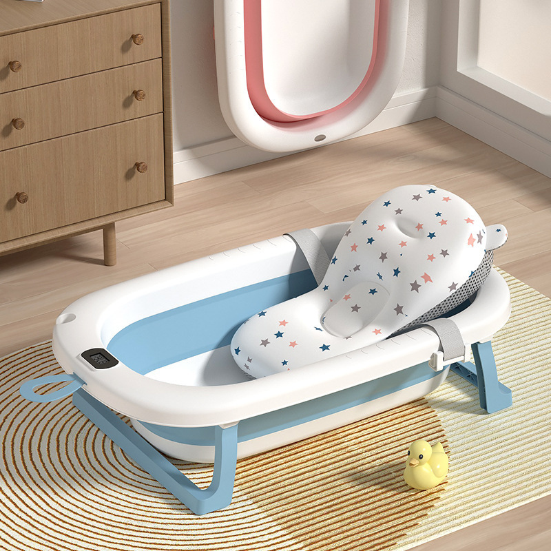 manufacturer baby products multifunction PP plastic baby bath tub standing foldable bathtub set with celsius temperature display