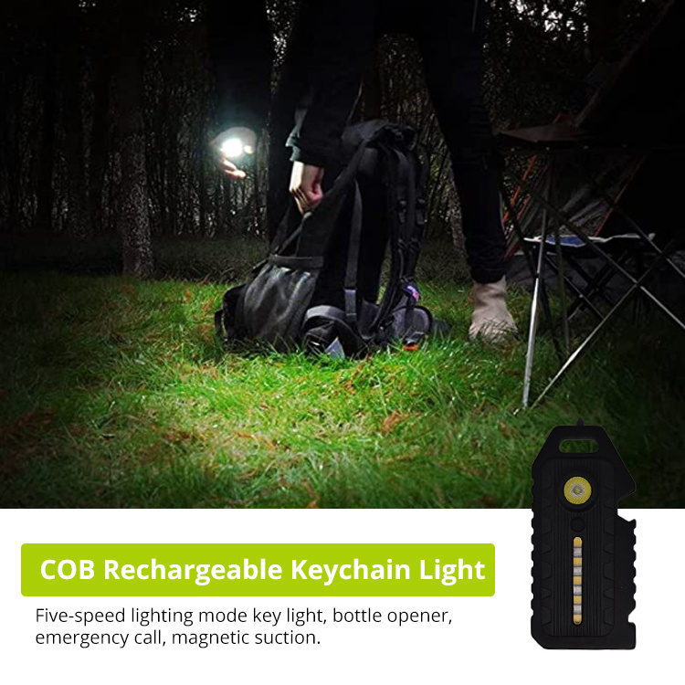 Strong Magnet Mini Work Light Tent Lamp Rechargeable Camping LED Light Outdoor COB Keychain Emergency light with Clip LED