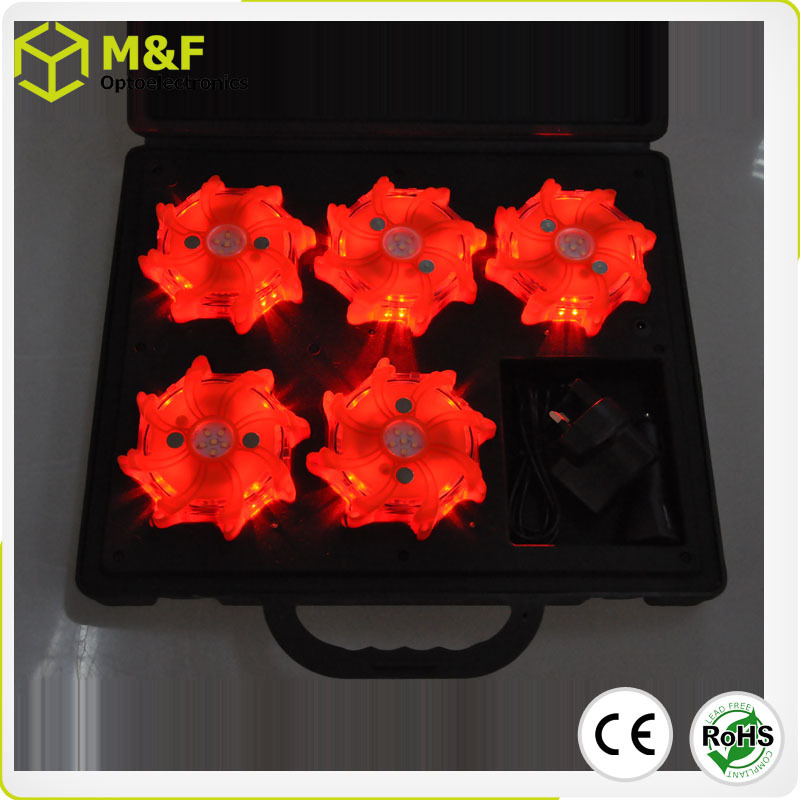 Professional 5-pack Kit Rechargeable Car Emergency Strobe Traffic LED Road Flares Warning Light with Magnetic Base