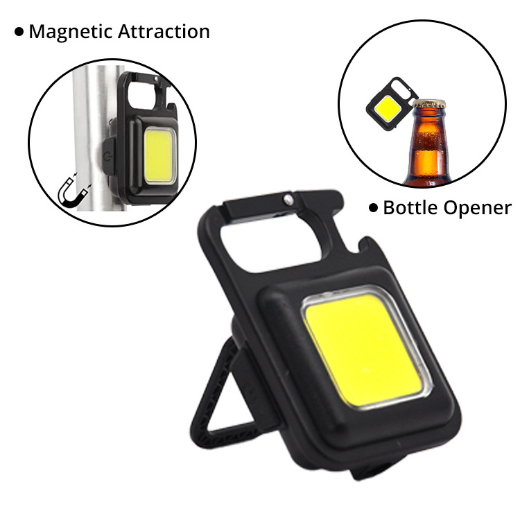 New Multifunction COB Portable Rechargeable LED Pocket Torch Mini Keychain Light with Bottle Opener For Camping