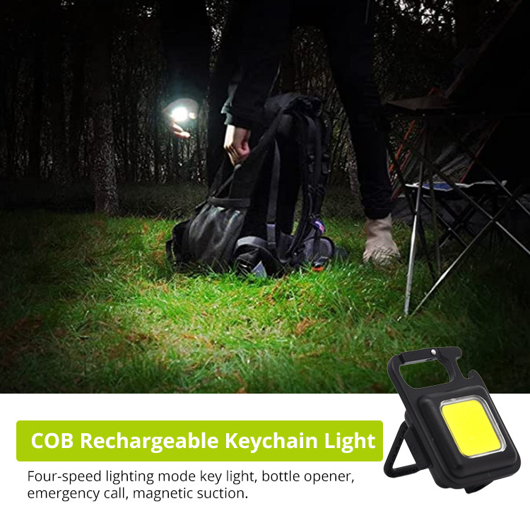 New Multifunction COB Portable Rechargeable LED Pocket Torch Mini Keychain Light with Bottle Opener For Camping