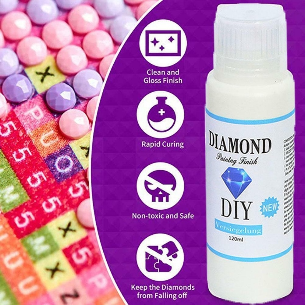 Diamond Painting Accessories and Tools,Fast-Drying Puzzle Glue Diamond Art Sealer Clear Layer with Brush