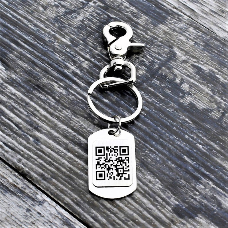 Metal Craft Barcode Name Keychain QR Code Keychain Secret Message Keychain