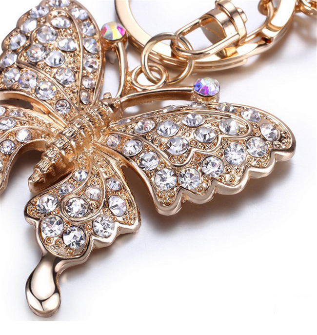 fashion butterfly shape alloy shell keychain key ring  butterfly decorations butterfly rhinestone keychain