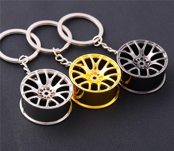 Wholesale Zinc Alloy Car Wheel Hub Shape Auto Parts Metal Automotive Keychain