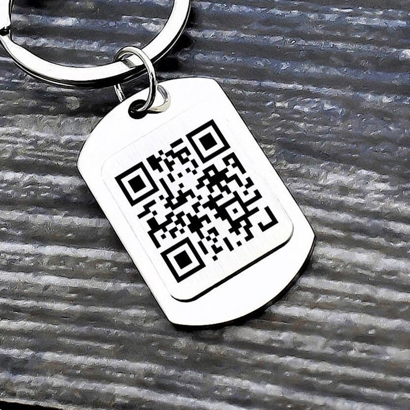 Metal Craft Barcode Name Keychain QR Code Keychain Secret Message Keychain