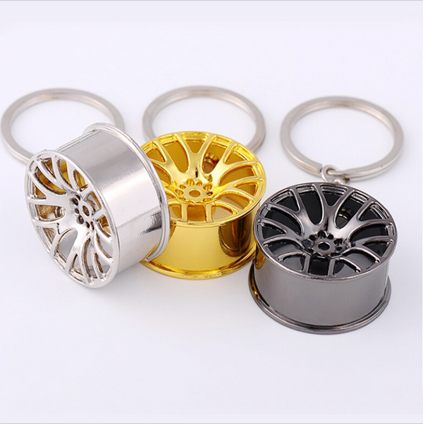 Wholesale Zinc Alloy Car Wheel Hub Shape Auto Parts Metal Automotive Keychain