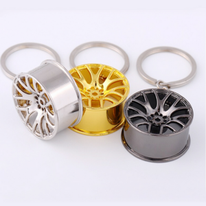 Wholesale Zinc Alloy Car Wheel Hub Shape Auto Parts Metal Automotive Keychain