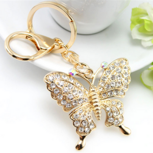 fashion butterfly shape alloy shell keychain key ring  butterfly decorations butterfly rhinestone keychain