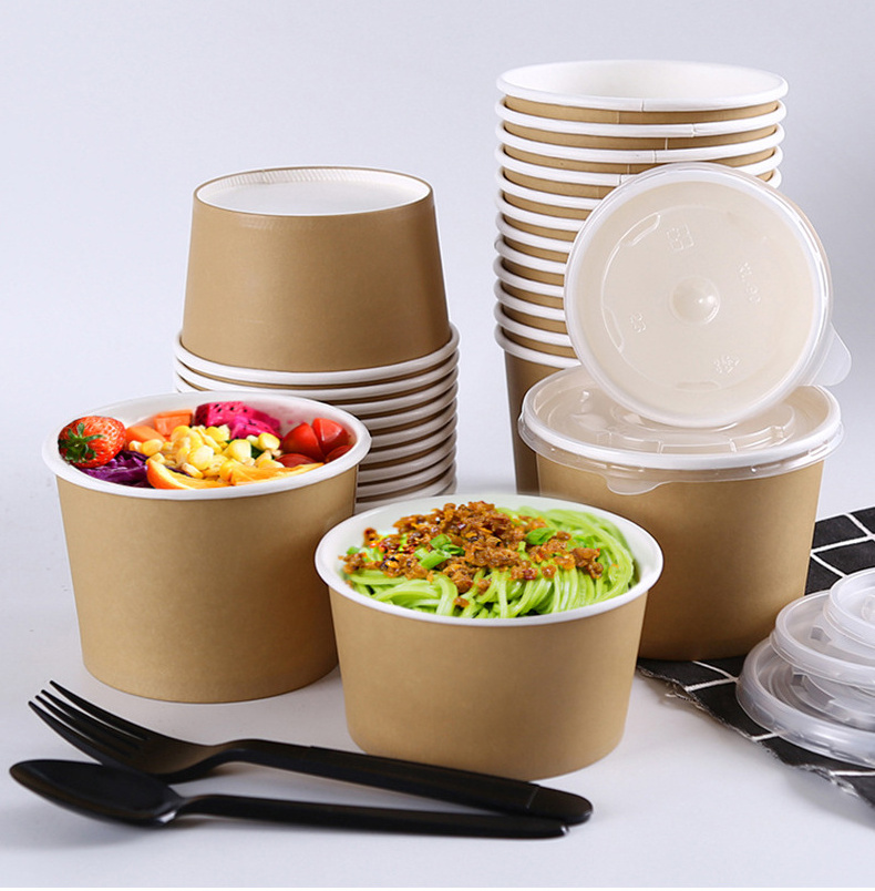 Disposable 25oz 840ml paper plates bowls,craft heatable food grade kraft paper bowl rice paper bowl for hot food