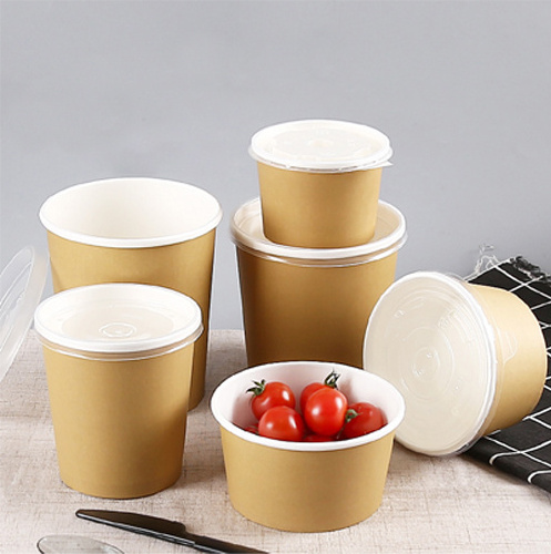 Disposable 25oz 840ml paper plates bowls,craft heatable food grade kraft paper bowl rice paper bowl for hot food