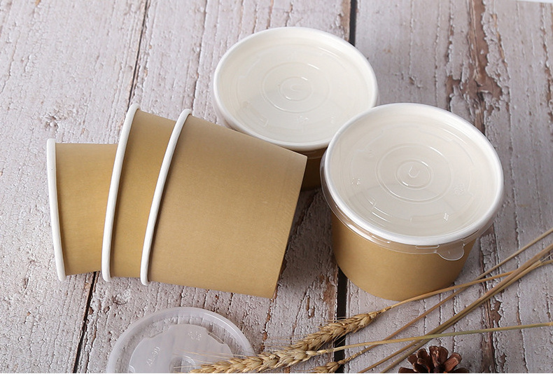 Disposable 25oz 840ml paper plates bowls,craft heatable food grade kraft paper bowl rice paper bowl for hot food