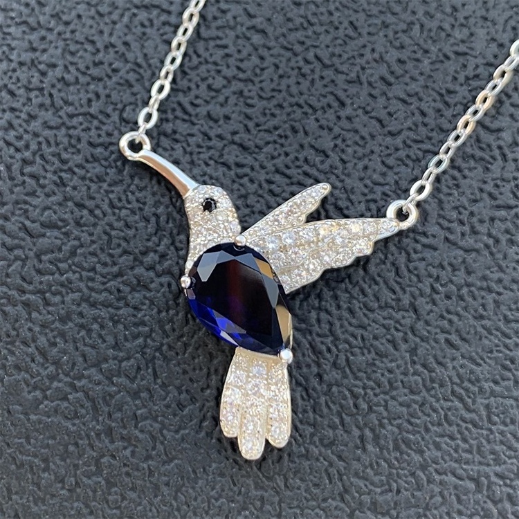 New Fashion High Quality Women Jewelry S925 Silver Humming Bird Shape Pendant White Gold Plated