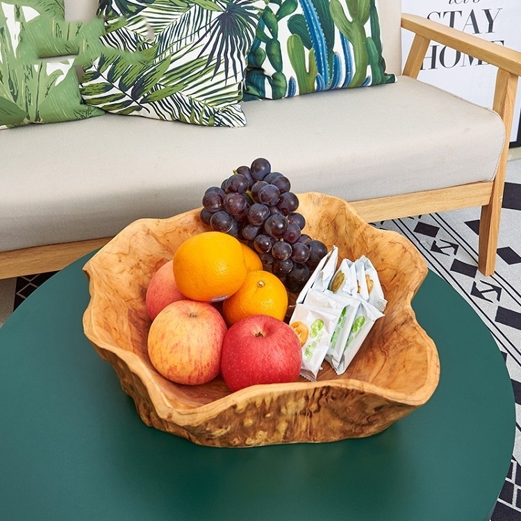 Modern Design Dry Fruit Plate Multigrain Candy Plate Solid Wood Fruit Plate Unique Wooden Environmentally Friendly Salad Bowl