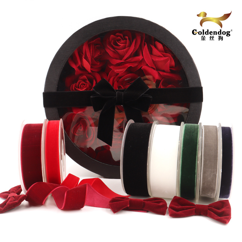 Mafolen High Quality Luxury 3-75mm Non Stretch Nylon Single Face Velvet Ribbon For Bows Or Gift Wrapping