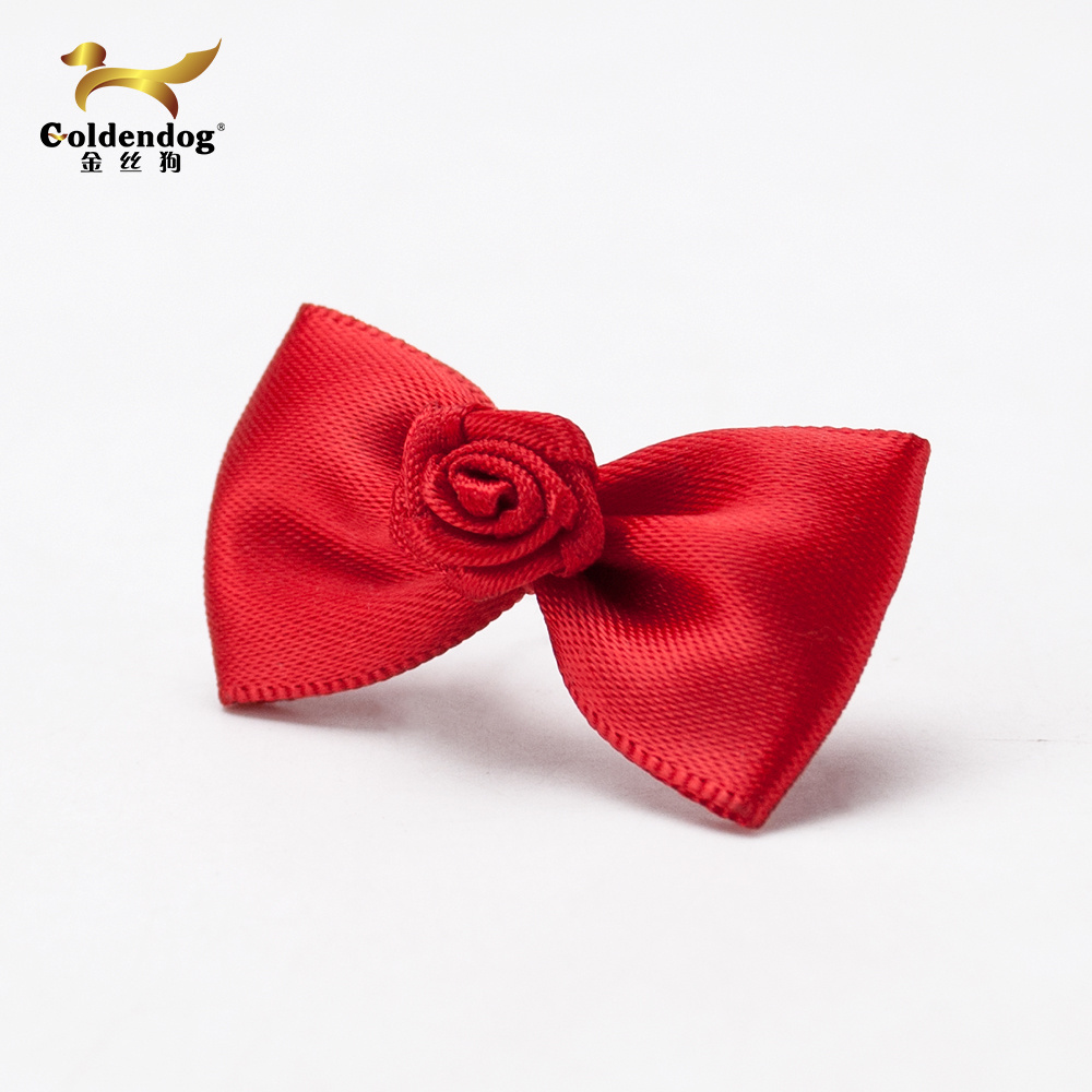 Professional factory customized adjustable red mini Rose ribbon bow for glass perfume bottle decoration bow ribbon flower