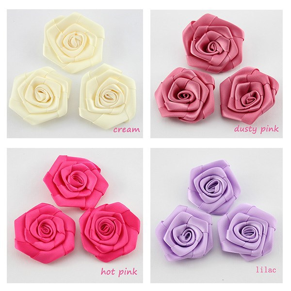 Factory cheap DIY garment decoration satin ribbon bow artificial small rose flower for wedding decorative