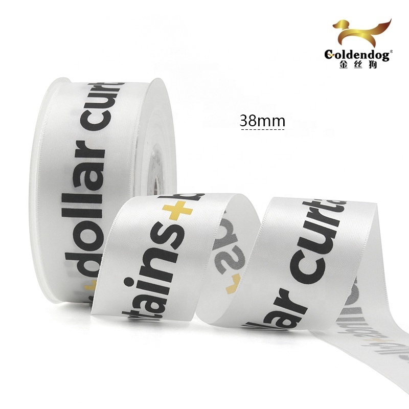 China manufacturer high quality new designer white gift ribbons with black custom printed logo satin ribbon