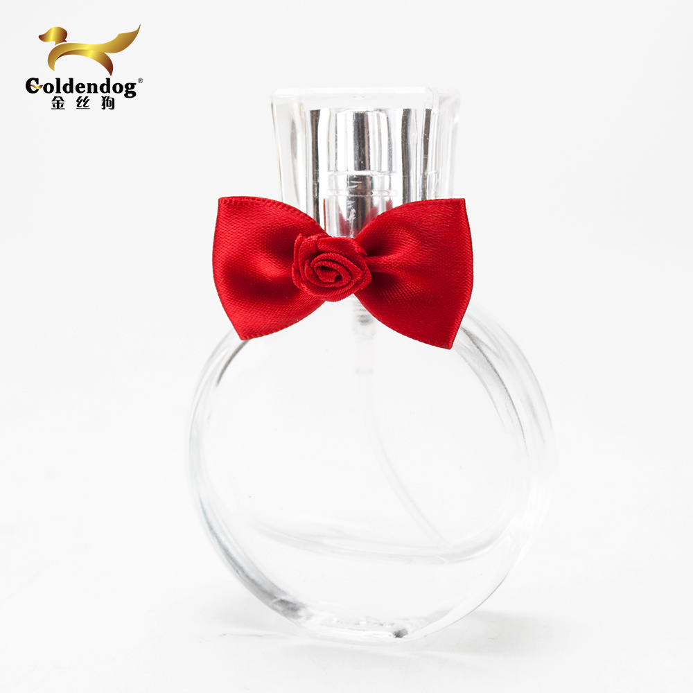 Professional factory customized adjustable red mini Rose ribbon bow for glass perfume bottle decoration bow ribbon flower