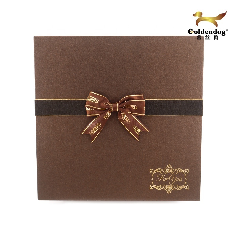 Customized printed ready made gift satin ribbon bow with elastic loop bows for boxes packing