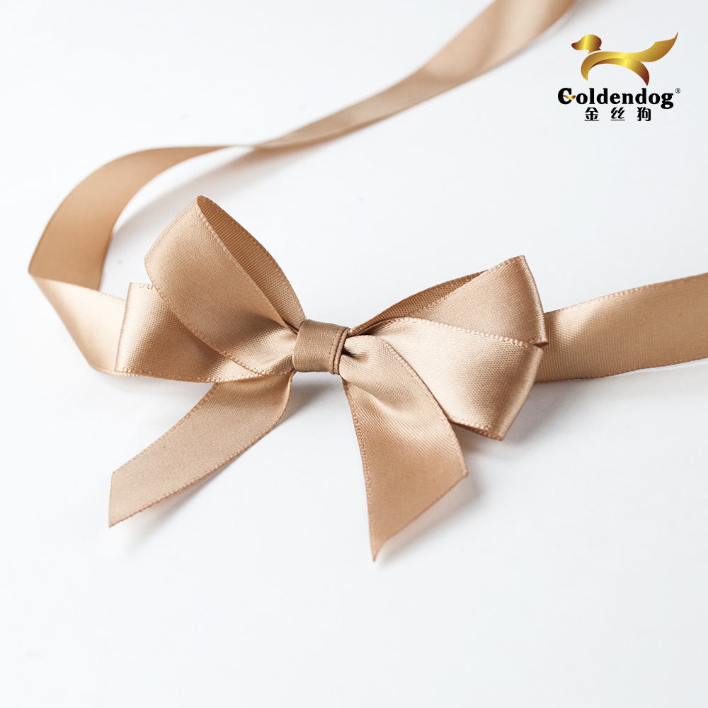 196 Solid Colors Or Custom Logo Printed Adjustable Pre-tied Satin Ribbon Bow with Elastic Loop for Gift Box