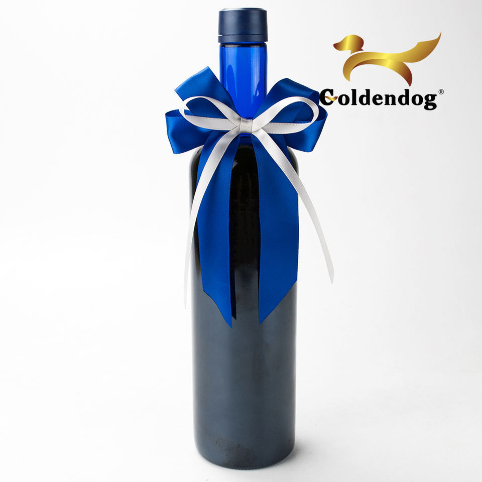 Mafolen High Quality Custom Gift Wrapping Pre Tied Wine Bottle Neck Decorative Satin Ribbon Bow With Elastic