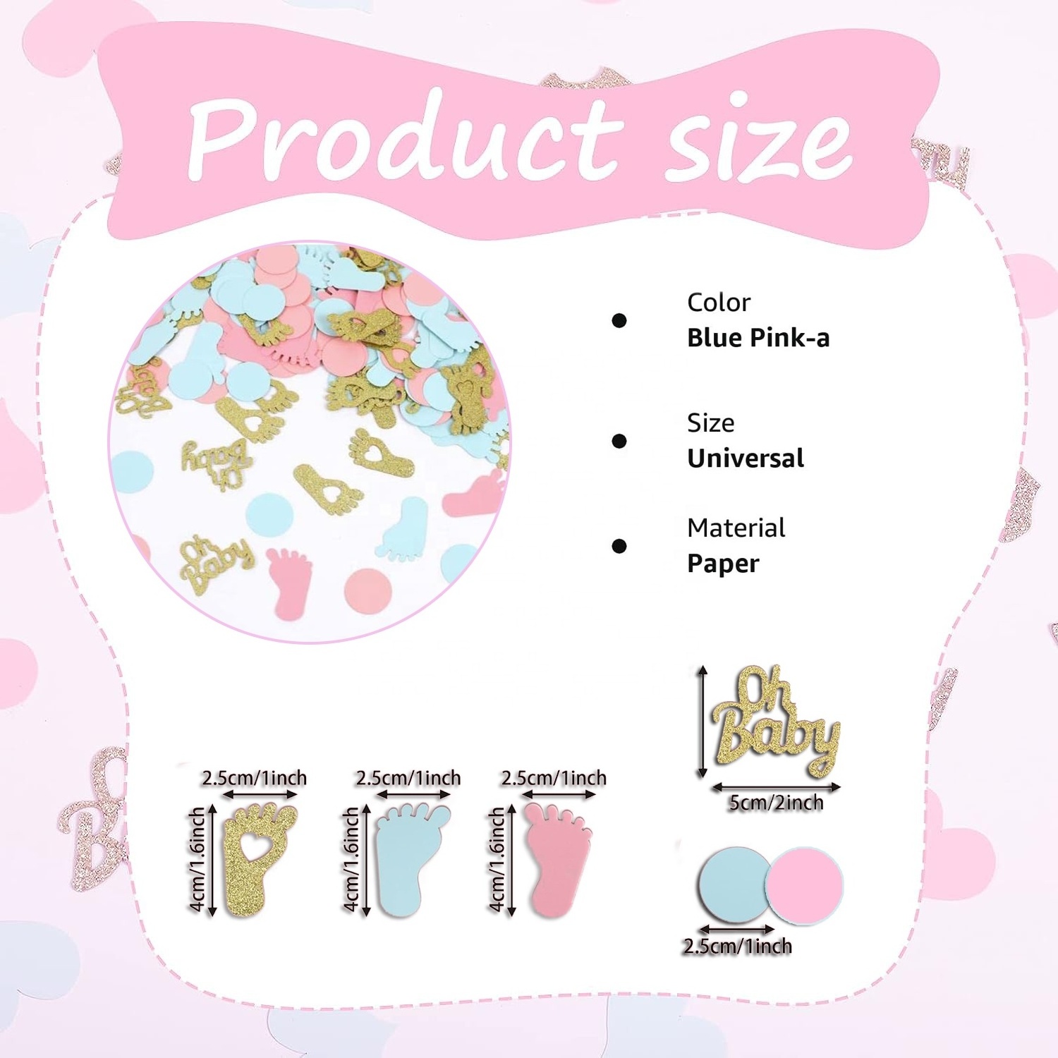 Table Decorations Candy Favor Box/Bag DIY Supplies 150CT Footprint Baby Shower Confetti Popper for Gender Reveal Party